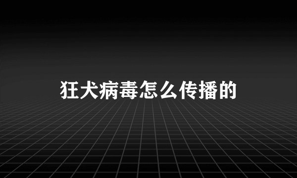 狂犬病毒怎么传播的