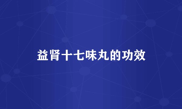 益肾十七味丸的功效