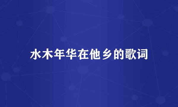 水木年华在他乡的歌词