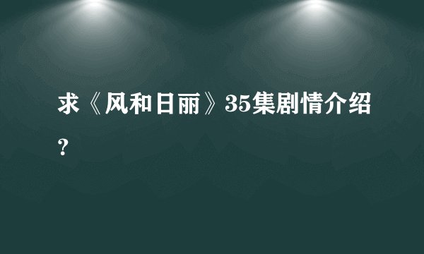 求《风和日丽》35集剧情介绍？