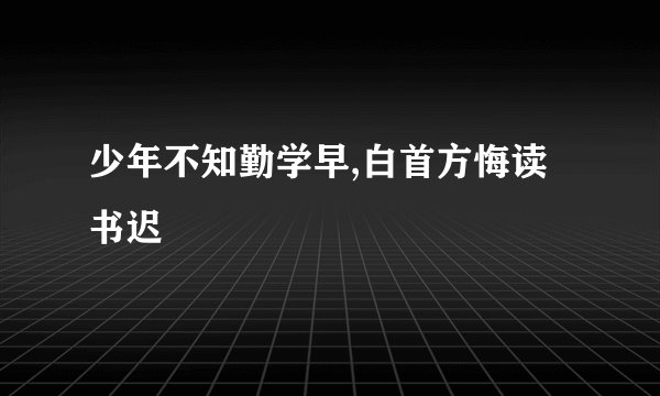 少年不知勤学早,白首方悔读书迟