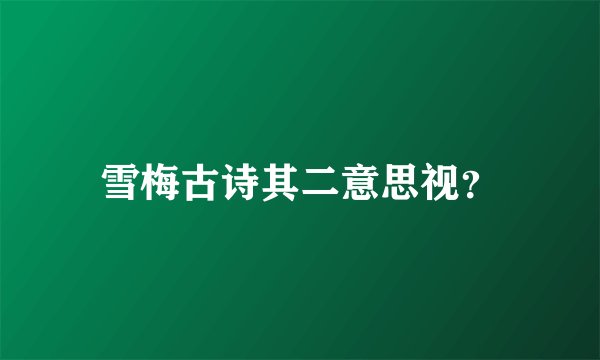 雪梅古诗其二意思视？