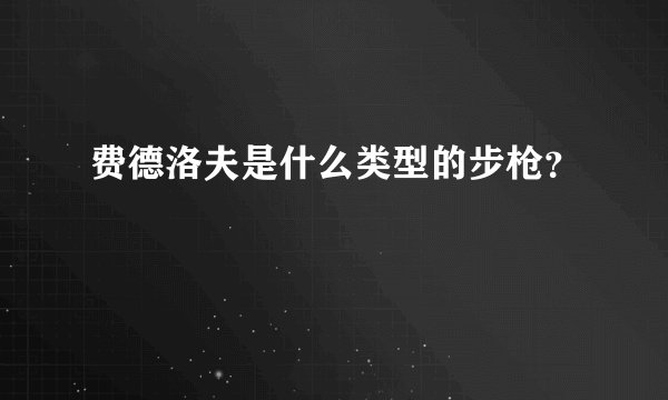 费德洛夫是什么类型的步枪？