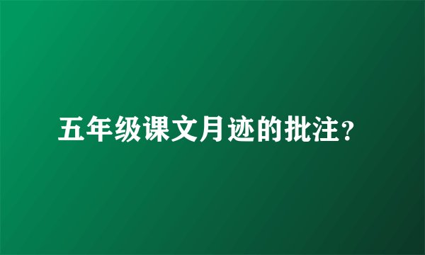 五年级课文月迹的批注？