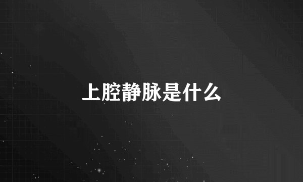 上腔静脉是什么