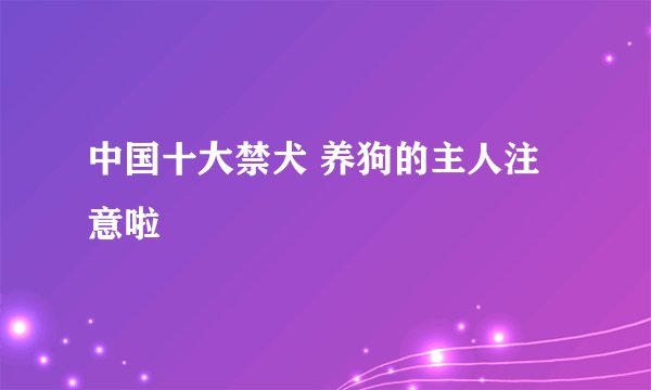 中国十大禁犬 养狗的主人注意啦