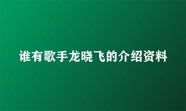 谁有歌手龙晓飞的介绍资料