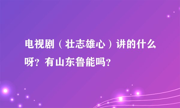 电视剧(壮志雄心)讲的什么呀?有山东鲁能吗?