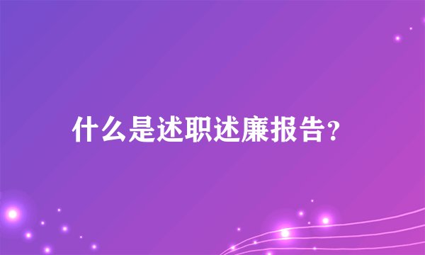 什么是述职述廉报告？