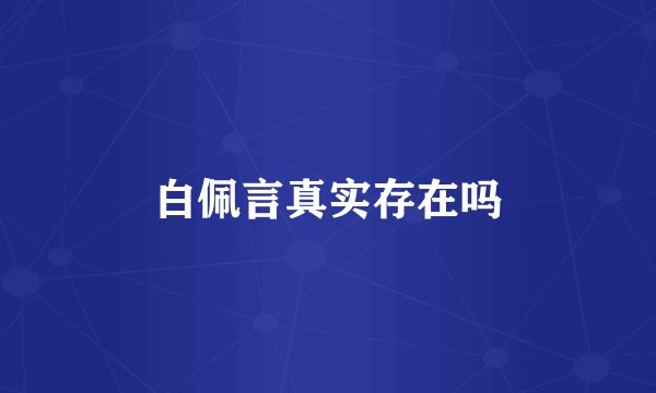 白佩言真实存在吗