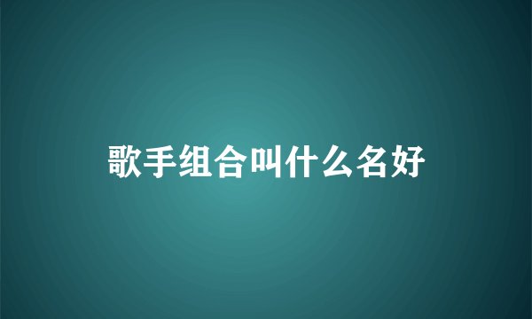 歌手组合叫什么名好