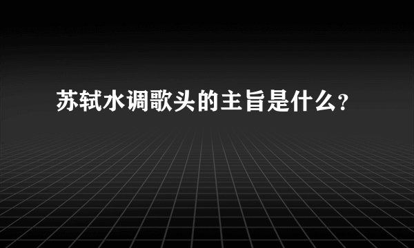苏轼水调歌头的主旨是什么？