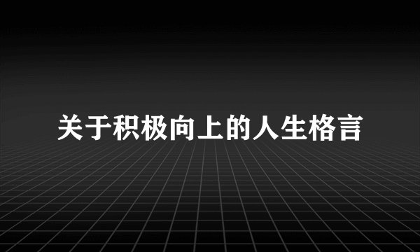 关于积极向上的人生格言