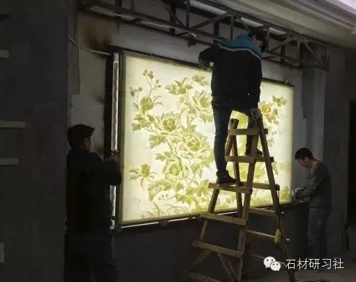绝美玉石浮雕背景墙安装现场图集