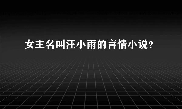 女主名叫汪小雨的言情小说？