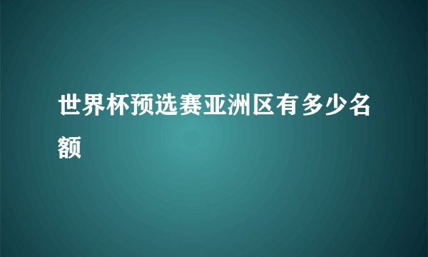 世界杯预选赛亚洲区有多少名额