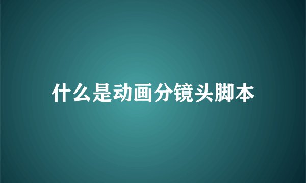 什么是动画分镜头脚本