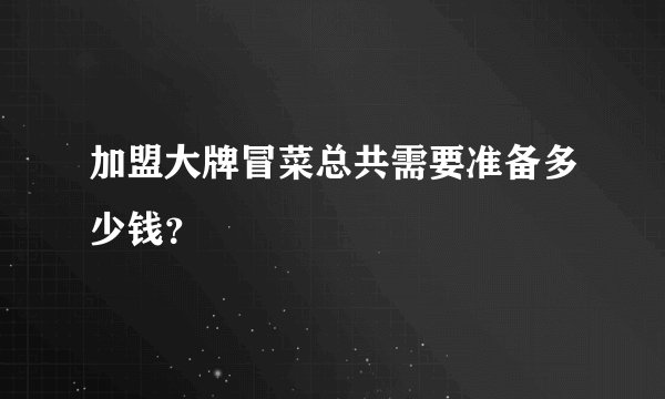 加盟大牌冒菜总共需要准备多少钱？