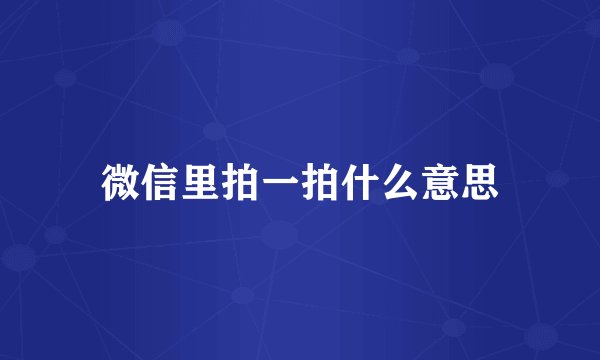 微信里拍一拍什么意思