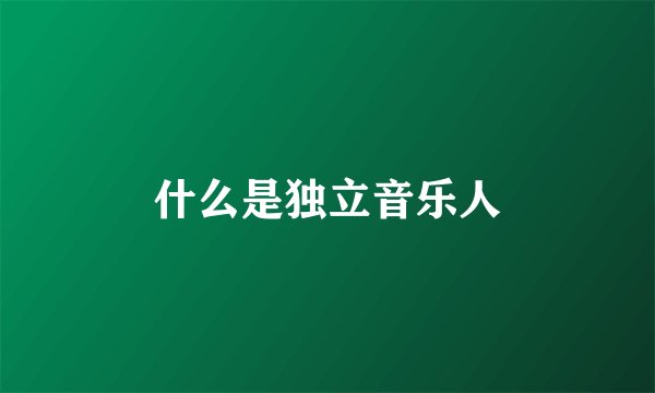什么是独立音乐人
