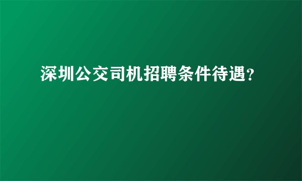 深圳公交司机招聘条件待遇？