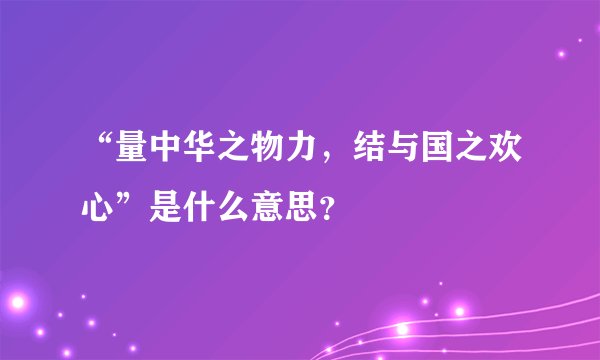 “量中华之物力，结与国之欢心”是什么意思？