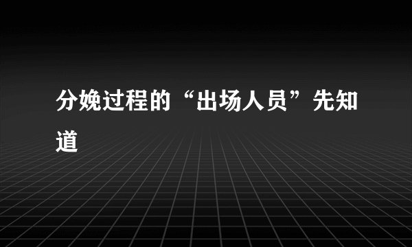 分娩过程的“出场人员”先知道