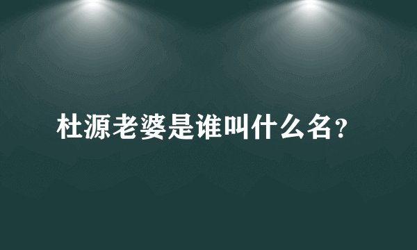 杜源老婆是谁叫什么名？