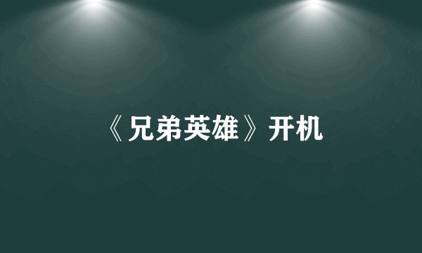 《兄弟英雄》开机