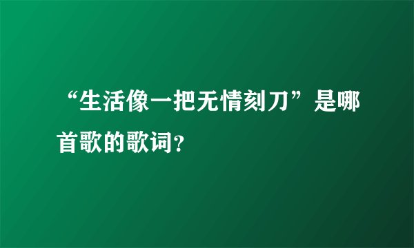 “生活像一把无情刻刀”是哪首歌的歌词？