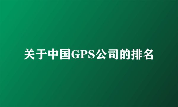关于中国GPS公司的排名