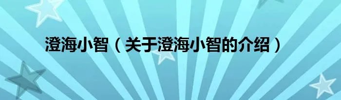 澄海小智（关于澄海小智的介绍）