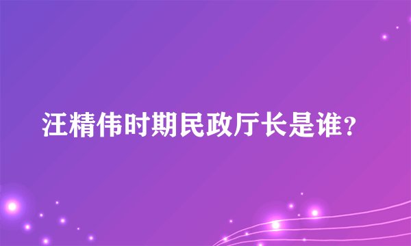 汪精伟时期民政厅长是谁?