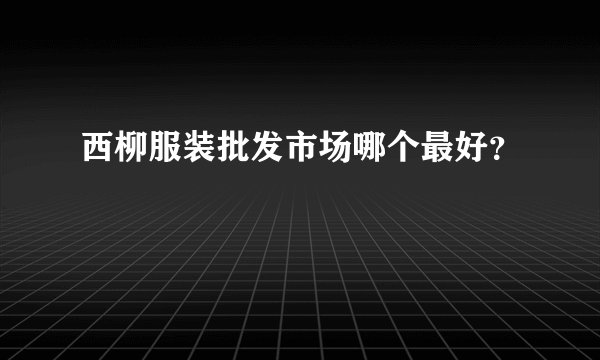 西柳服装批发市场哪个最好？