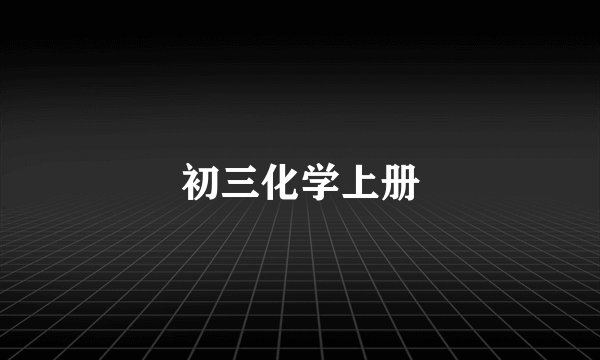 初三化学上册