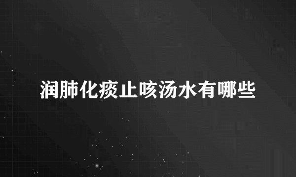 润肺化痰止咳汤水有哪些