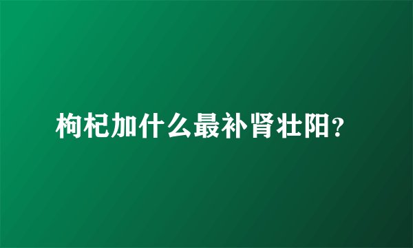 枸杞加什么最补肾壮阳?