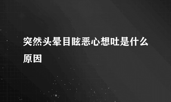 突然头晕目眩恶心想吐是什么原因