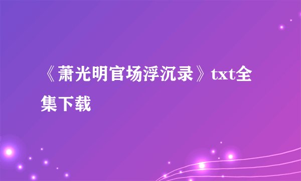《萧光明官场浮沉录》txt全集下载