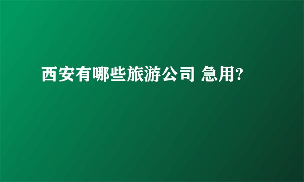西安有哪些旅游公司 急用?