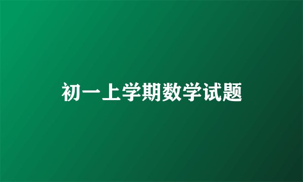 初一上学期数学试题