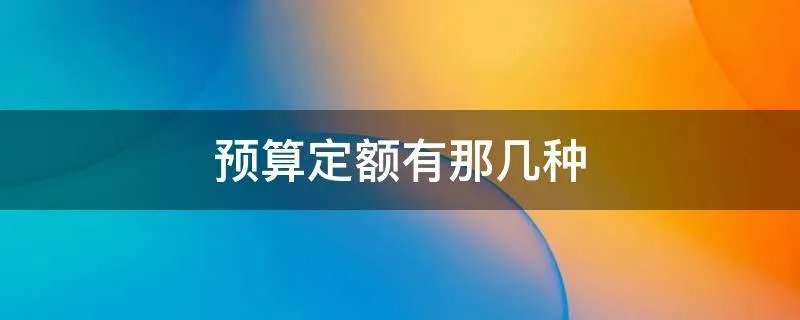 预算定额有那几种
