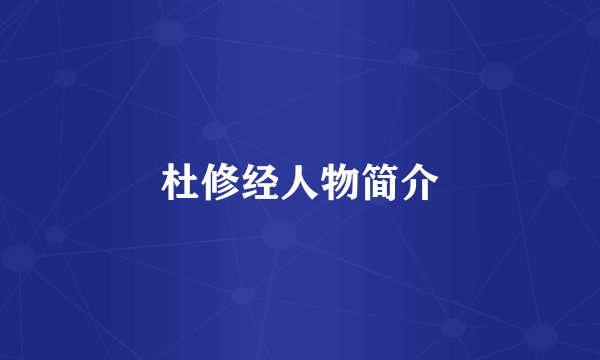 杜修经人物简介