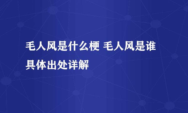 毛人风是什么梗 毛人风是谁具体出处详解