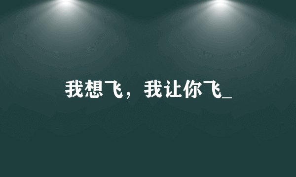 我想飞，我让你飞_