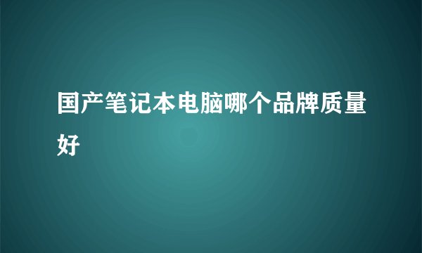 国产笔记本电脑哪个品牌质量好