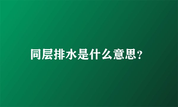 同层排水是什么意思?