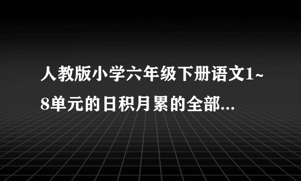 人教版小学六年级下册语文1~8单元的日积月累的全部内容。急啊！完整的