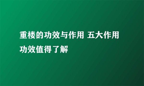 重楼的功效与作用 五大作用功效值得了解