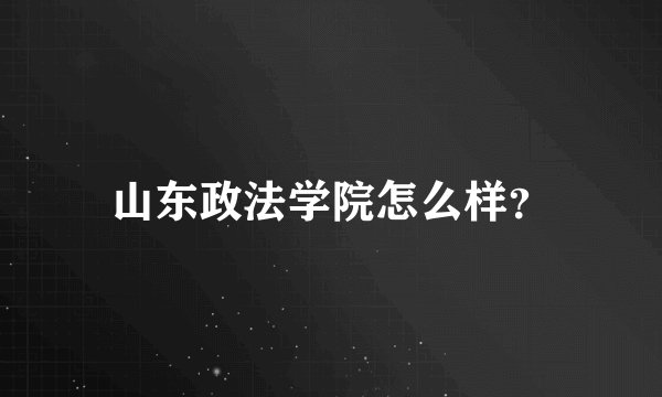 山东政法学院怎么样?